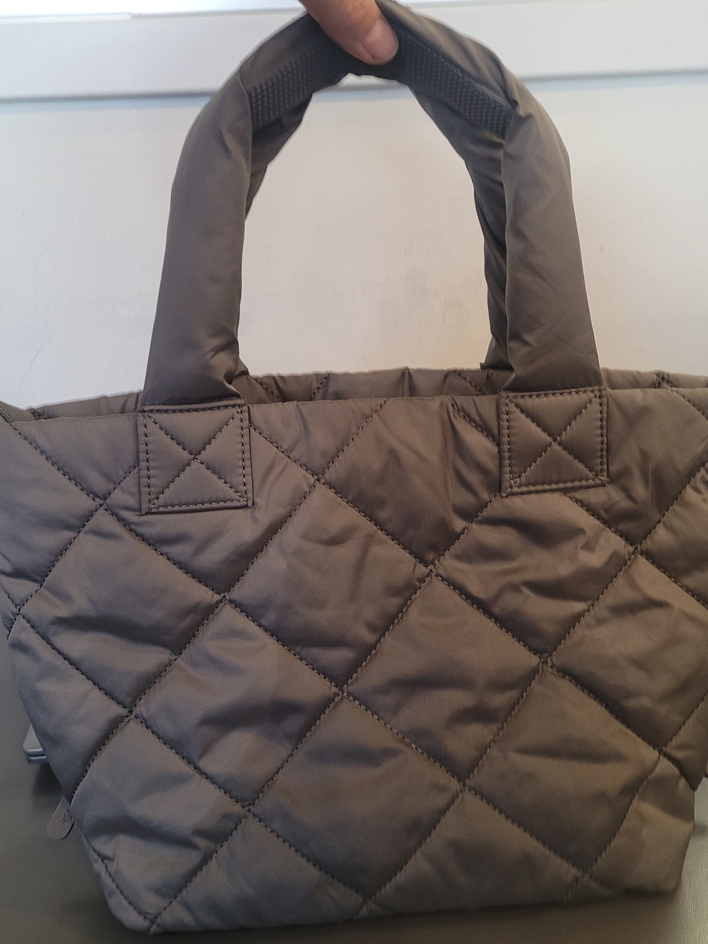 Quilted Tote Bag in Gray- Lightweight Everyday Carry